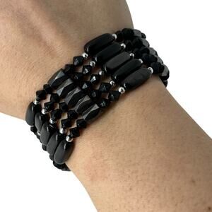 Magnetic Black Onyx & Hematite Convertible Jewelry Multi Strand Necklace